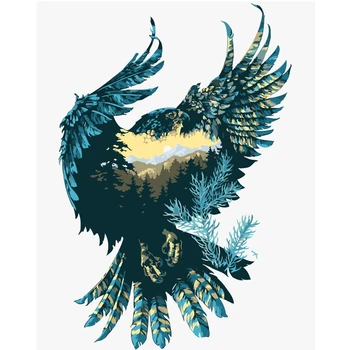 Mägi eagle Loomade DIY Digitaalse Maali Numbrid Kaasaegne Seina Art Lõuend Unikaalne Sünnipäev Gift Home Decor 40x50cm