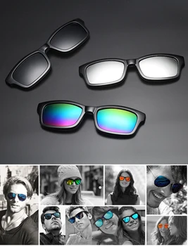 5 objektiivi Klipp Päikeseprillid klipp prillid square Objektiivi Mehed Naised peegel clip päikeseprillid Öise Nägemise Sõidu päikeseprillid meestele