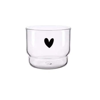 300ml Piima Klaasist Armas Emotikon Armastus Disain Käsitsi valmistatud Lille Tee Mahla Tass Läbipaistev kuumuskindel Drinkware Kodu Köök