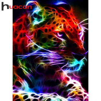 Huacan 5d DIY Diamond Värvimine Tiger Täis Ruut/ring Diamond Tikandid Mosaiik Müük Loomade Käsitöö Wall Art