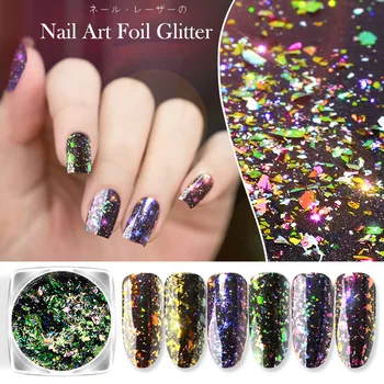 6 Värvi Nail Art Foolium Glitter Pulber Ilu Nail Art Teenetemärgi Peegel Mõju Pulber Naelad Küünte Disain Foolium Glitter