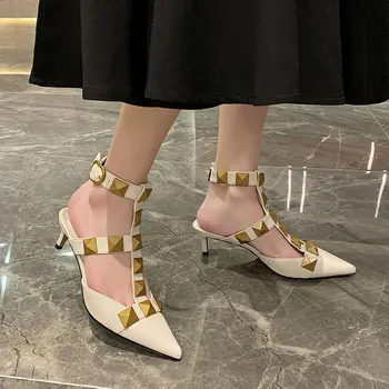 Naiste Sandaalid 2021 Suve Kingad Naiste Kõrge Kontsaga Sandaalid Daamid Kingad Naiste Sandaalid Neet Pikad Varba Disaini Naiste Kingad