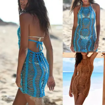 Mood Naiste Seksikas Kleit Beach Cover-Up Heegelda Beachwear Õõnes Sundress Komplekt
