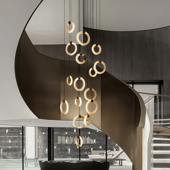 Kaasaegne elutoa LED-Lühter Valgustus Duplex Pöörleva Trepid Alumiiniumist Rõngad Rippus Lamp Restoran Must Või Kuld Inventar