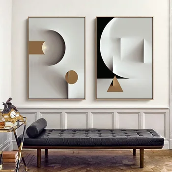 Kaasaegne ja Abstraktne Geomeetriline Seina Art Lõuend Maali Must Valge Tööstus Prindi Plakat Seina Pildid elutuba(raamita)