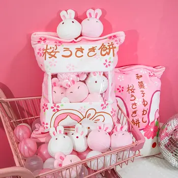 Kott Kawaii Jaapani Kirsi õied, roosa -, plüüš-Müük 8pcs armas jänes nukk pehme täidisega mänguasjad sõbranna lapsele sünnipäevaks armastuse kingitus