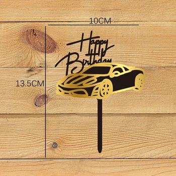 INS Uue Auto, Mootorratta Happy Birthday Cake Torukübar Akrüül Kuld Mootorratas Cupcake Torukübar Poistele Sünnipäeva Kook Dekoratsioonid