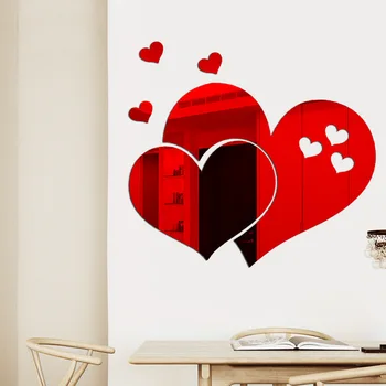 3D Peegel Armastus Südames Kleebised Kodu Kaunistamiseks Kaasaegse Pulm Magamistuba korea Decor isekleepuv Paneelid DIY elutuba Seina Art