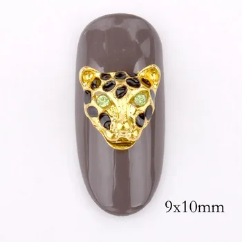 10tk 3D küünte kaunistused koera pea leopard pea võlu tilk mõju disain, kuld küünte DIY tarvikud QB052-053