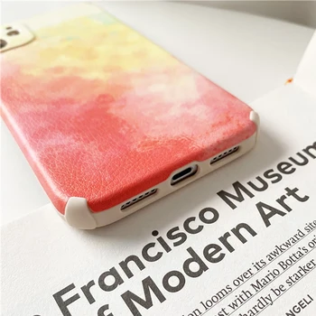 Luksuslik Nahast Akvarell Case For iPhone 12 11 Pro Max XS-XR-X 7 8 Plus 12Mini SE 2020 Põrutuskindel Gradient Värvi Maali Kate