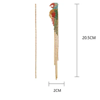 FYUAN Pikk Tutt Crystal Asümmeetria Kõrvarõngad Värviline Papagoi Tilk Kõrvarõngad Naistele Pulm Mood Ehteid Kingitused
