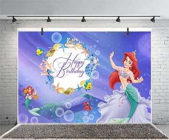 Custom Printsess Taustaks Veealuse Maailma Merineitsi Tüdrukud Õnnelik Sünnipäeva Foto Taust Kabiinid Studio Rekvisiidid Decor Banner