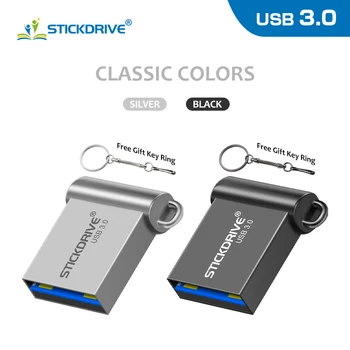 Veekindel Super Mini Metallist USB Flash Drive 128GB 64GB 32GB 16GB USB3.0 memory stick pendrive u ketas võtmehoidja