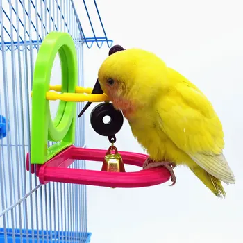 Papagoi Ja Lindude Mänguasjad Gnawing Lõbus Peegel Seisab Masti Leevendab Igavus Birdcage Mängib Vahendid