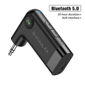 1tk Bluetooth Vastuvõtja KUULAA KL-YP08 Universaalne 3.5 MM Pesa Stereo Bluetooth V5.0 AUX Helitugevuse regulaator Koos Mikrofoni Käed-Vabad Kõne
