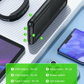 HOCO Power Bank 10000mAh Mini USB LED-ekraan Välise Aku Portable Powerbank iphone 11 12 Pro Xiaomi 10 Kiire laadimine