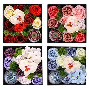Kunstlik Roos Flower Box DIY Aroomiteraapia Seep Lill Candle Gift Rose Kasti ystävänpäivä Pulmad Dekoratsioon Kingitus