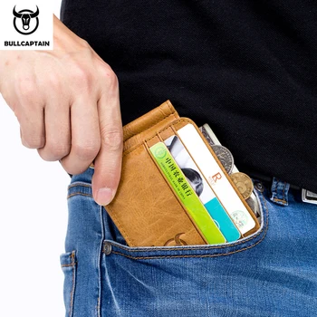 BULLCAPTAIN Nahast Krediitkaardi Omanik Multi-Kaardi Esi-Tasku Rahakoti Koos RFID Blokeerimine Bi-fold äri Nahast Hoidik