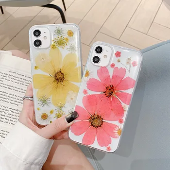 Tõeline Lilled, Kuivatatud Lilled, Pehme TPU iPhone tagakaas X 6 6S 7 8 plus Juhul Läbipaistev Telefon Case for iphone 11 12 max Kate