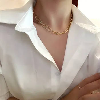 Kuupmeetri Tsirkooniumoksiid Kulla Värvi Choker Kaelakee Naiste Geomeetriline Kett Korea Fashion Ehted Kaelakee