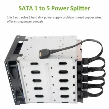 Uus SATA 15Pin M 1 Kuni 5 SATA 15Pin F Kõvaketta Toide, Splitter Kaabel Juhe DIY PC Sever 15-pin Power Adapter 60CM