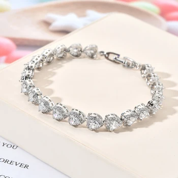 2021 neue Luxus 17.5 CM Herz 925 Sterling Silber Armband Armreif Für Frauen Jahrestag Geschenk Schmuck Groß Verkauf Weihnachten