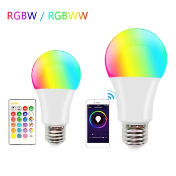 E27 RGBW RGBWW LED Pirn Tuled 10W 15W 220V 110V Lampada Muutlik Värviline RGB Tuya WiFi LED Lamp + Smart Elu APP Kontrolli