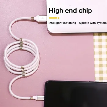 Uus 3A Magnet Ise Likvideerimine Kaabel Micro USB Type-C-Fast Laadimise Juhe Välk iPhone ja Android on paindlik ja vastupidav