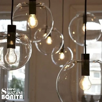 Kaasaegne minimalistlik Trigeminal klaasist palli rippuvad tuled magamistuba Mull läbipaistvast klaasist kera ripats lamp põhjamaade LED droplight