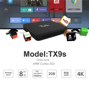 TX9S TV Box Amlogic S912 Okta Core 2 GB 8 GB 4K digiboksi, Wifi Tugi Youtube ' i hääl Media Player Tanix TX9S Smart TV BOX