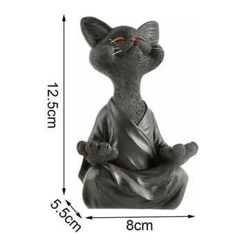 Veidrad Must Buddha Kass Figuriin Meditatsiooni Jooga Laekuva Õnnelik Kass, Decor Kunsti Skulptuurid Väljas Aed Kujukeste Kujud