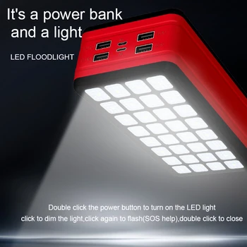 Solar Power Bank 99000mAh Suure Mahutavusega Kaasaskantava Mobiiltelefoni Laadija LED Valgus 4USB Porti PoverBank jaoks Xiaomi Samsung Iphone