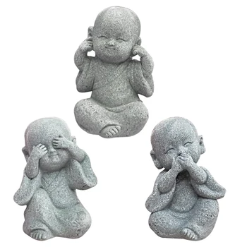 Väike Buddha Kuju Munk Figuriin Jooga Stuudio Teenetemärgi Tee Pet Käsitöö Dekoratiivsed Kodu Zen Aed Skulptuur Kaunistused