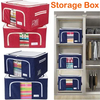 Oxford Fabric Foldable Storage Box With Steel Frame For Clothes Bed Sheets Blanket Home Office Storage Home Supplies Контейнер