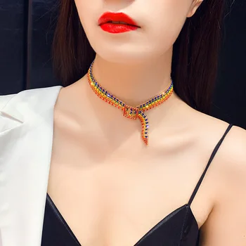 TIMEONLY korea Fashion Shinning Rhinestone Lai Choker Necklces Naiste jaoks Tüdrukud Rianbow Võlusid Kaelakee Pulm Kingitus Ehted