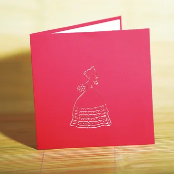 Loominguline Kolmemõõtmeline õnnitluskaart Pruut 3D Paber Nikerdamist Printsess õnnitluskaart Õõnes Custom Postkaardi Õnnistus Kaart