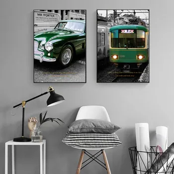 Põhjamaade Roheliste Rongi Silla Auto Plakat, Lõuend Print Maali Seina Art Elutuba Kodu Kaunistamiseks