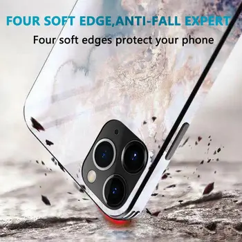 Iphone 12 Mini Pro Max Luksus Marmor Juhtudel Abstraktne Kunst Mustreid Täis karpi Karastatud Klaas + TPU Raske tagakaas