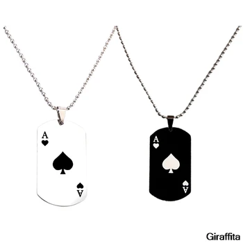 Paar Kaelakee Labidad Lucky Ace Roostevabast Terasest Meeste Ja Naiste Kaelakee Poker Ripats Kaelakee Kasiino Rikkuse mängukaardid