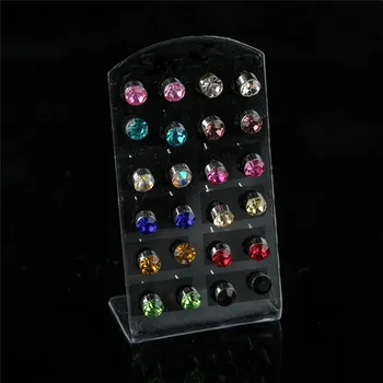 12pair/set Värviline Kristall Rhinestone Kõrvarõngad Ehted Naiste Tüdrukud Kõrvarõngad Komplekt 4mm 5mm ja 6mm