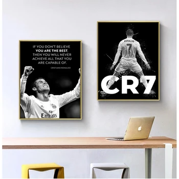 Cristiano Ronaldo Jalgpalli Täht Esteetiline Plakatid Ja Pildid Lõuendile Maali Seina Art Kodu Kaunistamiseks Foto Elutuba Decor