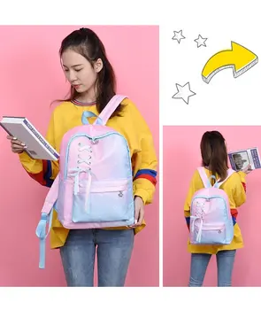 YJ1435 2021 uus Gradient värvi seljakott väike värske ja suure mahutavusega õpilane kooli kott