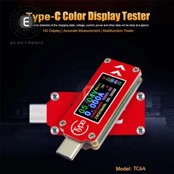 TC64 Värviline LCD-Type-C USB Multi-Function Tester Pinge Ja Arvesti Ammeter ja voltmeeter Aku Laadija Power Bank USB
