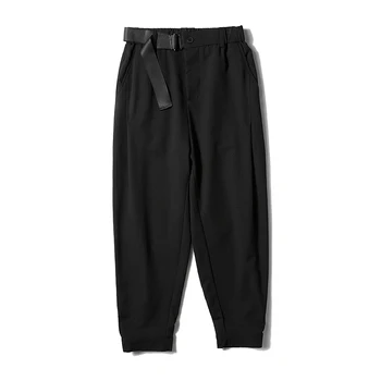 2021 Musta Värviga Sirge Haaremi Püksid Korea Mees Lahti Pahkluu Pikkus Harajuku Streetwear Naine, Mood Vabaaja Püksid