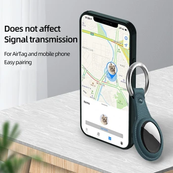 !ACCEZZ Nahast Kaitse Puhul Airtags Koos Keychain Lokaator Tracker Anti-kadunud Apple Airtag Protector Varruka Accessorie