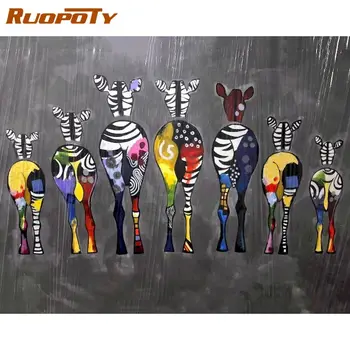 RUOPOTY Raami DIY Värvi Numbrid Komplektid Cartoon Hirv Loomade Värvimine Poolt Numbrid Lõuend Kodu Kaunistamiseks Ainulaadne Kingitus