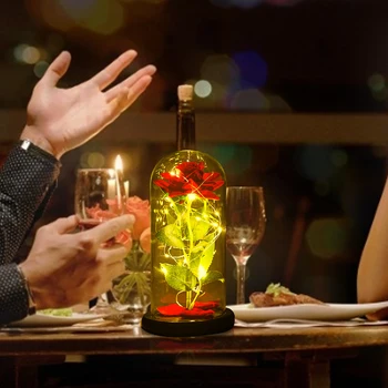 Igavene Punane Roos Lill, Lamp Unikaalne LED Klaasist Kuppel Võltsitud Kunstlik Roos Romantiline Kingitus Naistele Valentine Päev Aastapäeva