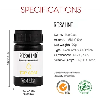 ROSALIND Base & Top Coat Geel-Lakk Heledad Küüned Geel Küünelakk Nail Art 15 ML Või 30 ML UV-Semi lõplik Küüned Gellak