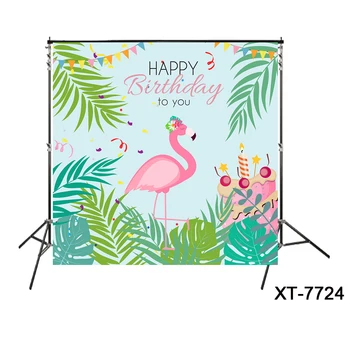 Tüdruk Flamingo Sünnipäeva Tausta Printsess Baby 1. Banner Roosa Foto Taust Troopiline Tähistame Stseeni Setter Plakatid