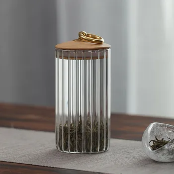 Crystal Klaas Ladustamise Jar Minimalistlik Tee Abimees Saab Pitsat Diivanilaud Desktop Läbipaistva Tee Caddy Kodu Kaunistamiseks Kaasaegne